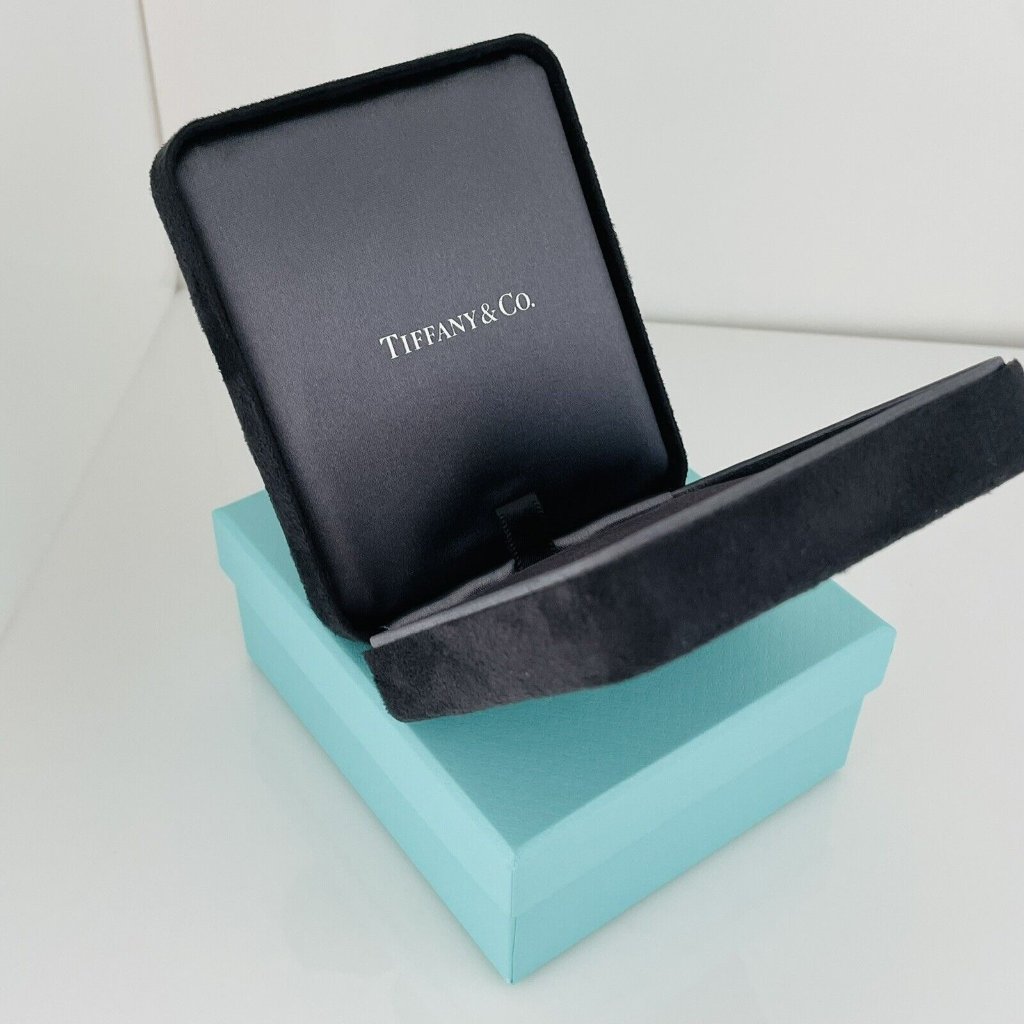 Tiffany Large Necklace Storage Gift Presentation Black Suede Box And Blue Box